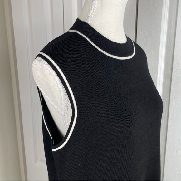 Free Assembly Ribbed Midi Sweater Dress Women’s XL Black White Trim Sleeveless - Picture 5 of 15